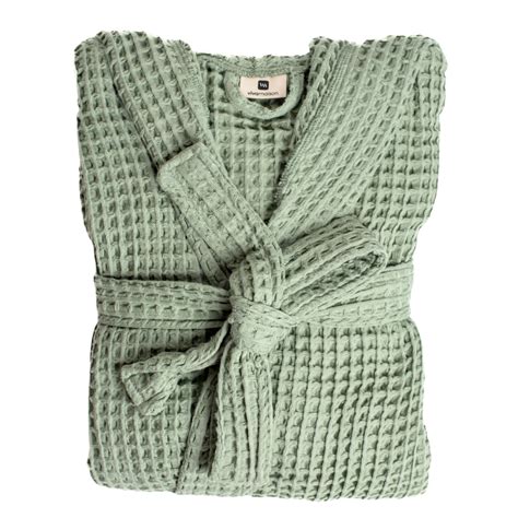 Waffle Robe with Hooded Unisex Sage Green Bulk – SAMTEKS Weaving LLC
