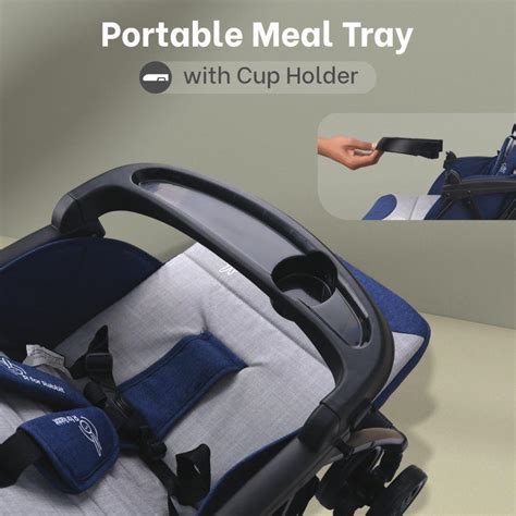 Poppins Joy Blue Grey Baby Stroller with Name Plate - R for Rabbit