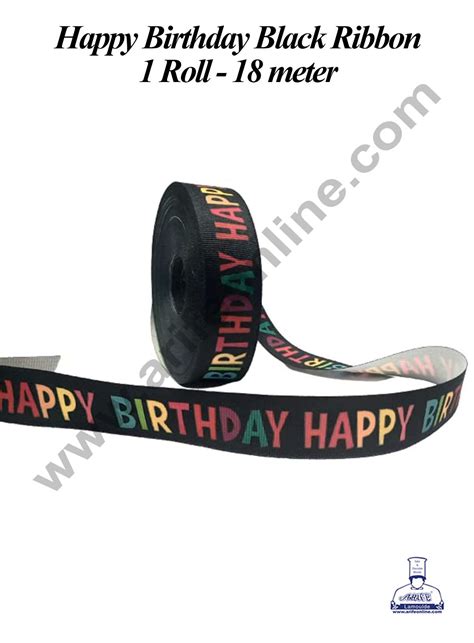 CAKE DECOR™ 1 Roll Happy Birthday Black Ribbon | Gift Wrapping | Decor ...