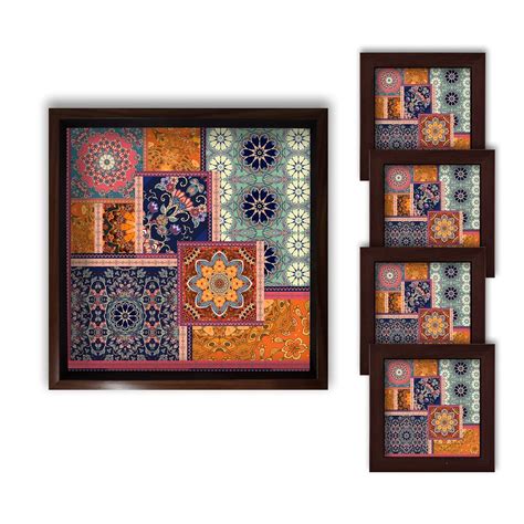 Paper Plane Design Wooden Serving and Coster Combo Tray for Serving ...