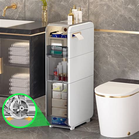 Amazon.com: MOSAMNI 3-Tiers Slim Bathroom Storage Cabinet, Plastic ...