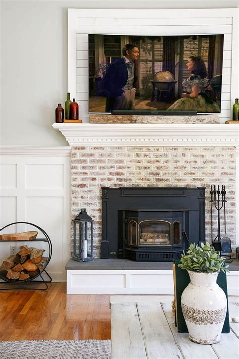 German Schmear Brick Fireplace Makeover