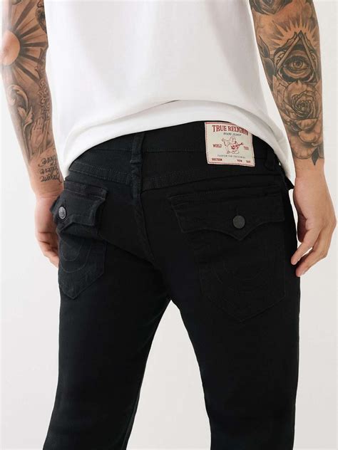 True Religion Men Black Slim Fit Solid Sn Rocco Jeans – Denim for Men ...