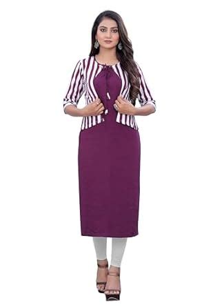 Buy DEAL4MINE Casual Regular Fit Round Neck Kurti with Lining Koti Set ...