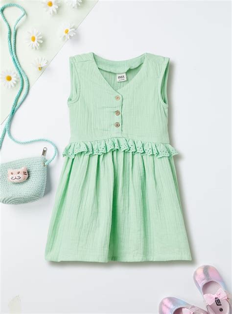 Buy Girls Textured Fit & Flare Dress Online at just Rs. 599.0 ...