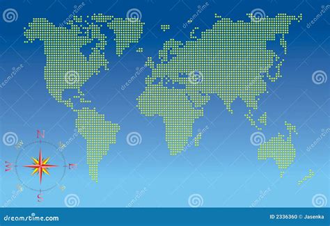 World map with compass stock vector. Illustration of earth - 2336360