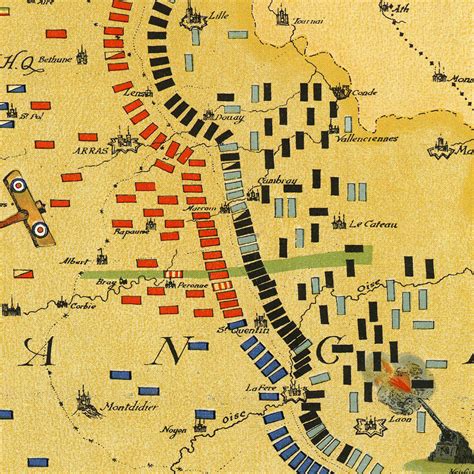 WWI Map of France and Belgium, Western Front, 1918 | Battlemaps.us
