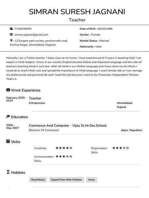 Image result for CV Sample PDF