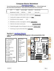 Computer Basics Worksheet Answers 的图像结果