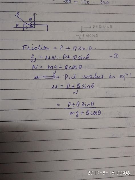 A block of mass m lying on a rough horizontal plane is acted upon by a ...