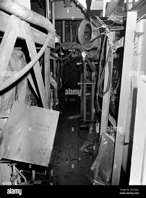 An interior view of the auxiliary machine room No. 3 on the guided ...