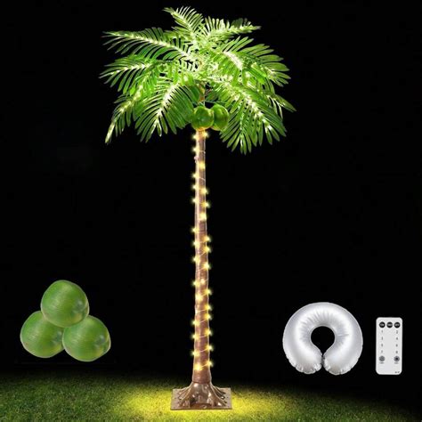 5FT 176 LED Lighted Palm Tree With Coconuts Outdoor Artificial Palm ...