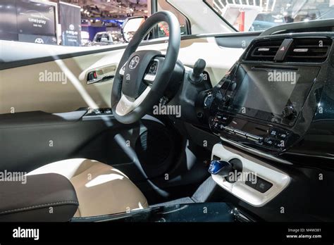 red toyota prius hybird interior Stock Photo - Alamy