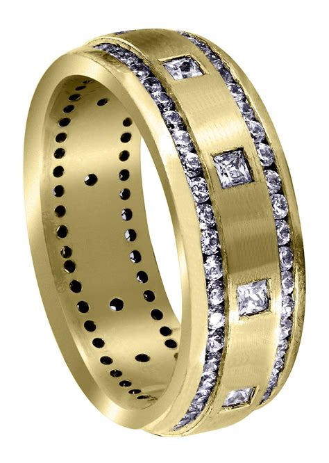 Yellow Gold Diamond Mens Wedding Band | 1.04 Carats | Satin Finish (Ar ...