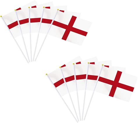10Pcs 14 * 21cm Small England Flags on Sticks England England Mini Flag Handheld England Flags ...