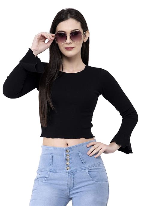 Buy FAIRIANO Women's Cotton Lycra Round Neck Full Sleeves Solid Boxy ...
