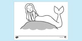 Detailed Mermaid Colouring Page (teacher made) - Twinkl