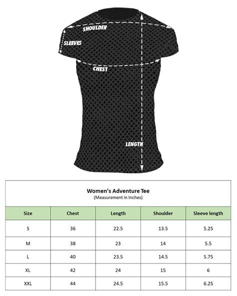 Women's Adventure Tee Size Chart – Reccy