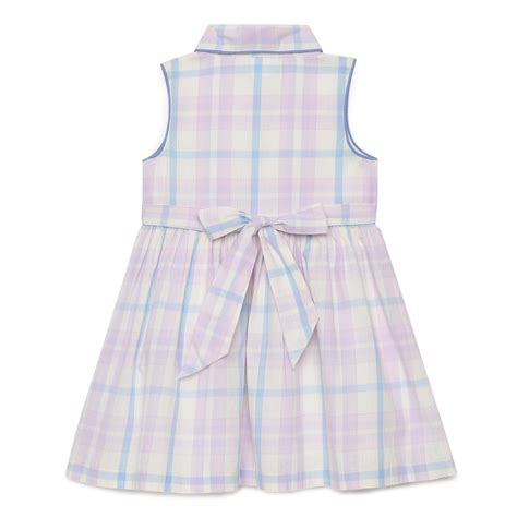 Girls Collar Neck Sleeveless Checks Dress