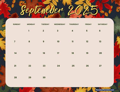 Sep Calendar 2025