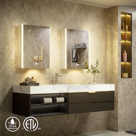 QueenFun Aura 20-in x 26-in Lighted LED Fog Free Surface/Recessed Mount ...