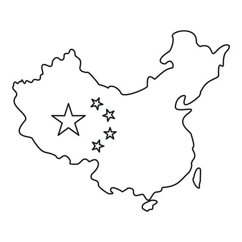 Map of China with flag icon, outline style 14860974 Vector Art at Vecteezy