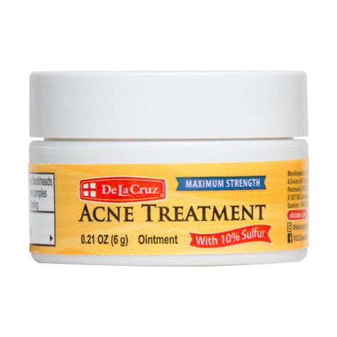 De La Cruz, Acne Treatment Ointment with 10% Sulfur, Maximum Strength ...