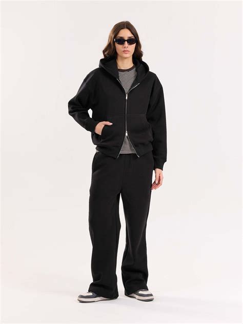 Buy Black Cropped Zip-Up Hoodie Online at Best Price | 5Feet11