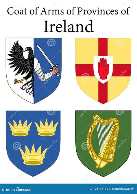 Ireland Provinces Coat of Arms Set Stock Vector - Illustration of ...