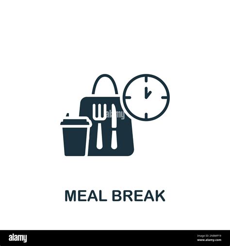 Meal break icon. Monochrome simple sign from employee benefits collection. Meal break icon for ...