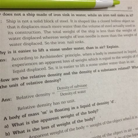 A nail made of iron sinks in water. A ship made of iron floats on water ...