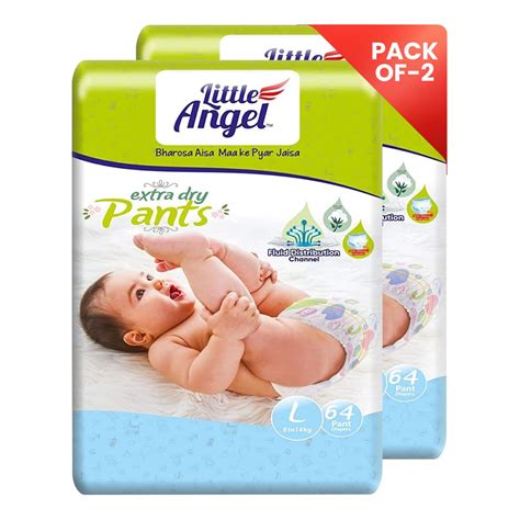 Buy Little Angel Extra Dry Baby Pants Diaper, Large (L) Size, 128 Count ...