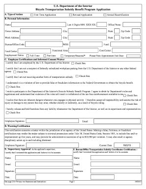 Fillable Online doi Bicycle Transportation Subsidy Program Application ...
