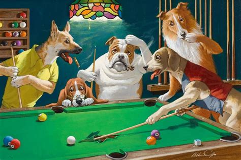 Dogs Playing Pool Velvet at Tanner Troy blog