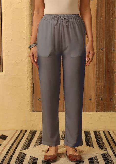 Rayon Solid Women's Pants- Grey – House of Chikankari