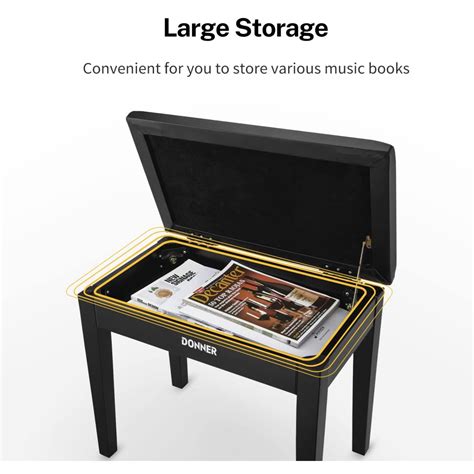 Buy Donner Piano Bench with Storage, Solid Wood Keyboard Bench Piano ...