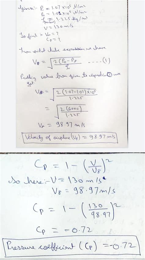 At a given point on the surface of the wing, the flow velocity is 130 m ...