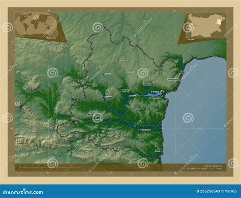 Varna, Bulgaria. Physical. Labelled Points of Cities Stock Image - Image of country, world ...