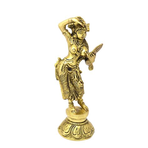 Brass Lady with Mirror Showpiece, Standard, Yellow – Two Moustaches Store