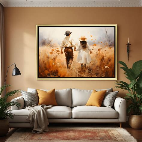 Boy and Girl Holding Hand – Vintage Canvas Wall Art for Romantic Decor ...