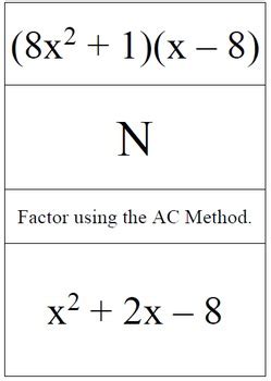 Image result for Factoring Polynomials AX Bx C Using the AC Method