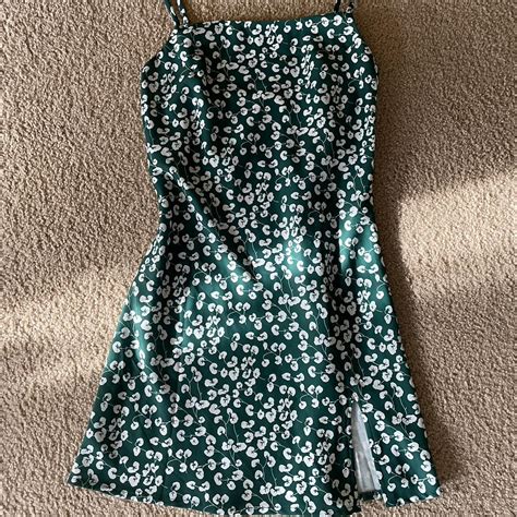 GREEN FLORAL PRINCESS POLLY MINI DRESS -spaghetti... - Depop