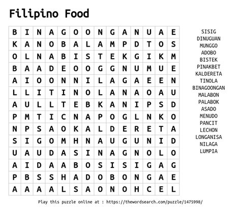 Image result for Word Search Tagalog Words