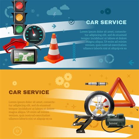 Car maintenance horizontal banners | Free Vector