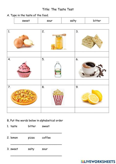 Image result for Taste Test Worksheet