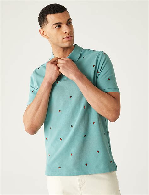Buy Pure Cotton Pique Embroidered Polo Shirt at Marks & Spencer