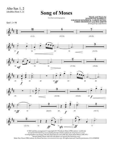 Song Of Moses (Choral Anthem SATB) Alto Sax Sheet Music PDF (Lifeway ...