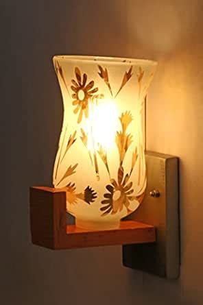 Somil Dn4p67 Glass & Wood Decorative Wall Lamp Light with All Fitting ...
