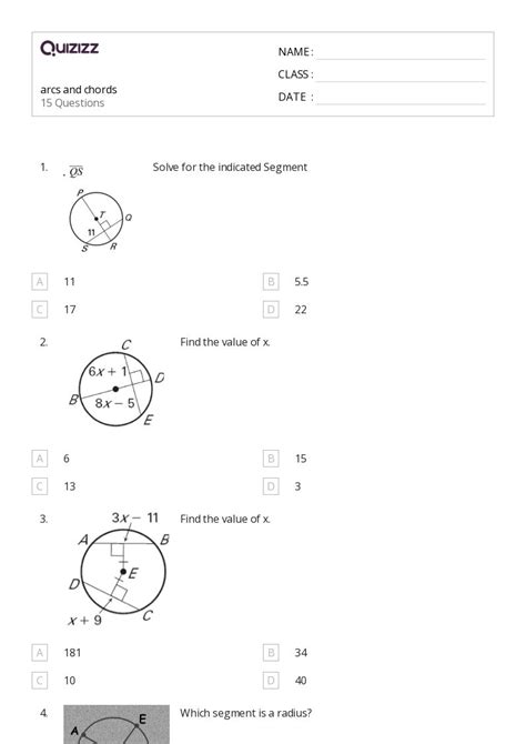 50+ arcs and chords worksheets for 10th Class on Quizizz | Free & Printable