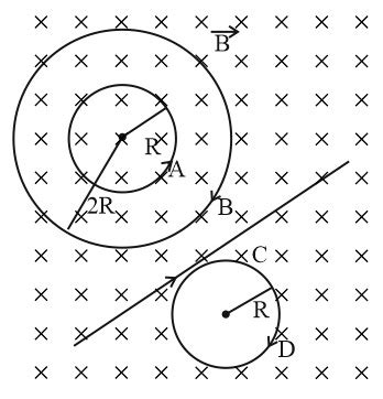 Four particles A, B, C and D of masses mA,mB,mC and mD respectively ...